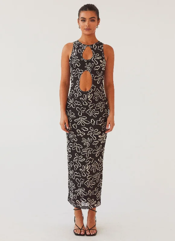 Women's Off-shoulder Long Maxi Dress-All Eyes On Me Maxi Dress - Petal Gloom