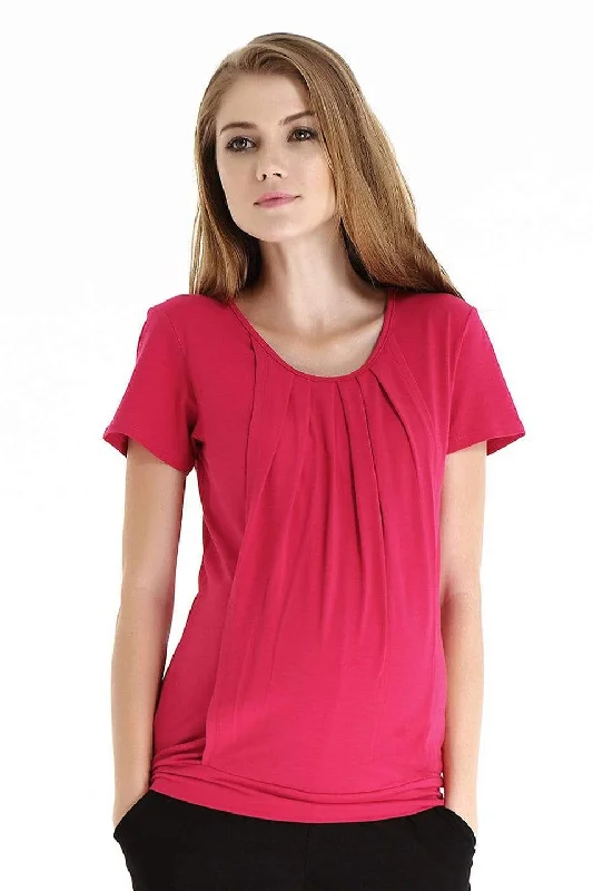 Women's Peplum Top -Alma Blouson Nursing Top Red