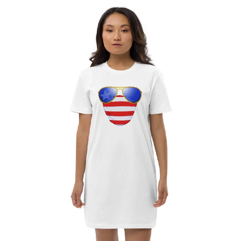 Women’s Classic Denim Shirt Dress-American Dude Abides - Organic Cotton T-Shirt Dress