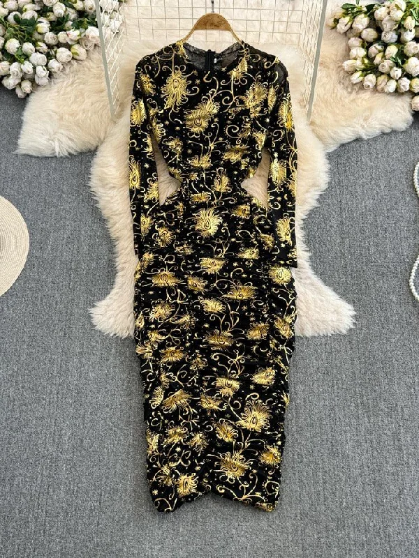 Bodycon Dress with Ribbon Detail -Amoura Statement Midi Bodycon Dress