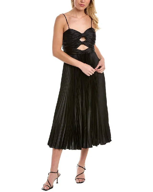 Lace Detail Party Dress for Sophisticated Touch -AMUR Afra Pleated Cocktail Dress