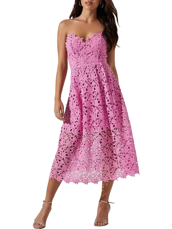 Backless Sequin Party Dress for Glamour -Anaya Womens Crochet Midi Cocktail and Party Dress