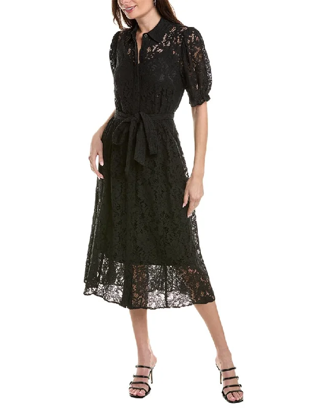 Embellished Sleeveless Shirt Dress-Anne Klein Corded Lace Shirtdress