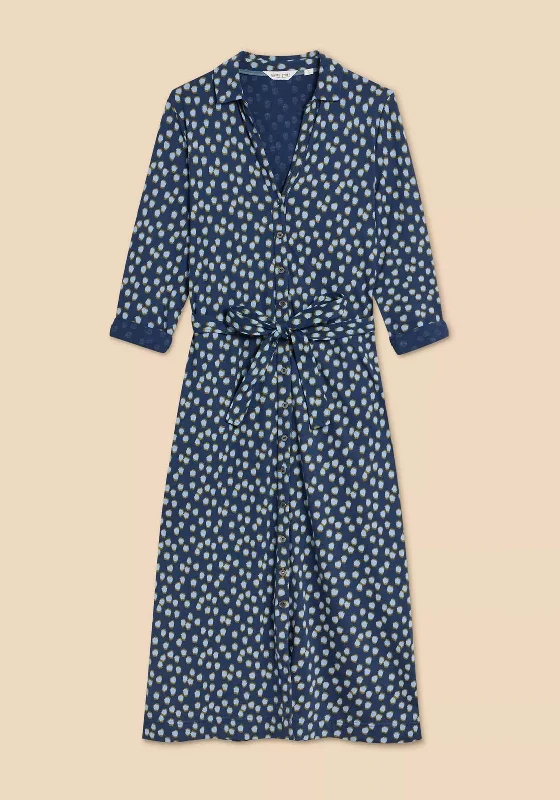 Button-up Casual Plaid Shirt Dress-White Stuff Annie Jersey Midi Shirt Dress, Navy Print Button-up Casual Plaid Shirt Dress-White Stuff Annie Jersey Midi Shirt Dress, Navy Print