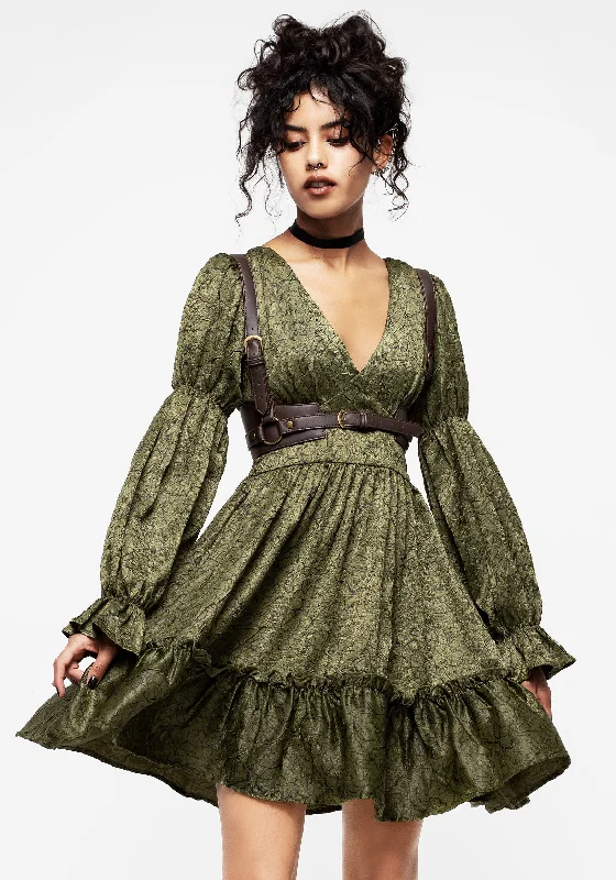 Women's Silk Wrap Mini Dress-Arda Virago Sleeve Mini Dress