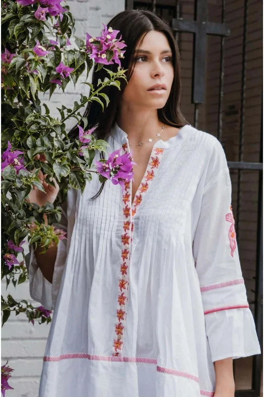 Casual Office Shirt Dress-Ari Short Dress in White