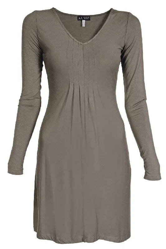 Women's Dress with Scallop Hem-ARMANI JEANS SUELLEN Khaki Elastic Mini Dress