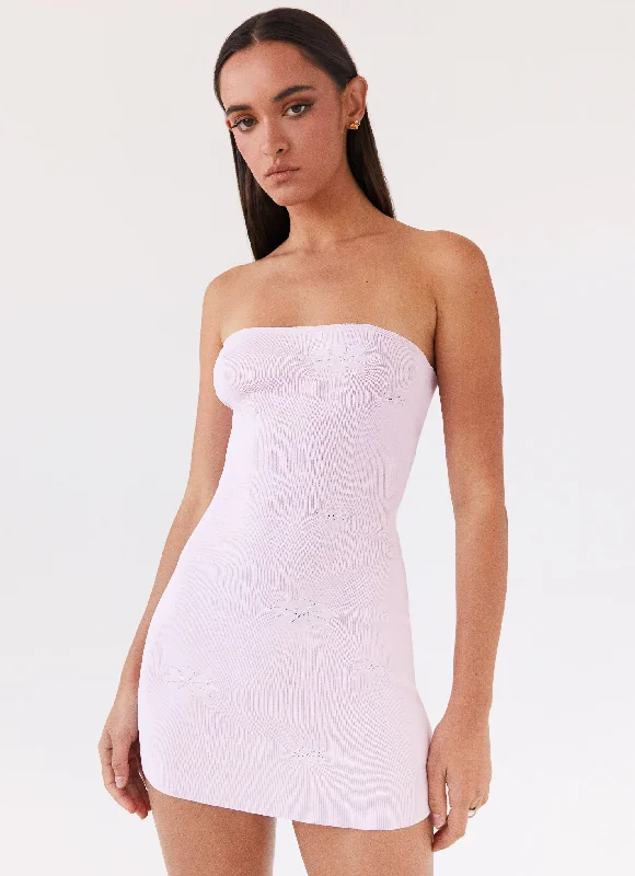 Women's Metallic Mini Dress-Ashton Strapless Knit Mini Dress - Pink