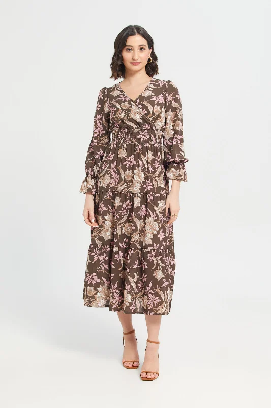 Wrap Dress with Bold Print -Wrap Dress for Winter Wedding -Wrap Crepe Printed Dress Wrap Dress with Bold Print -Wrap Dress for Winter Wedding -Wrap Crepe Printed Dress