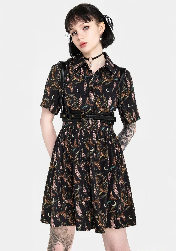 Button Front Shirt Dress-Atropos Mini Shirt Dress