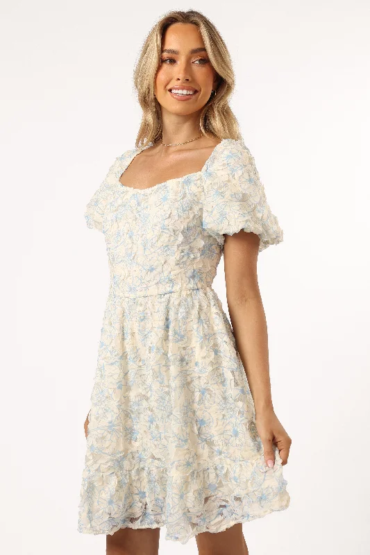 Women's Cold-shoulder Mini Dress-Atticus Mini Dress - Blue
