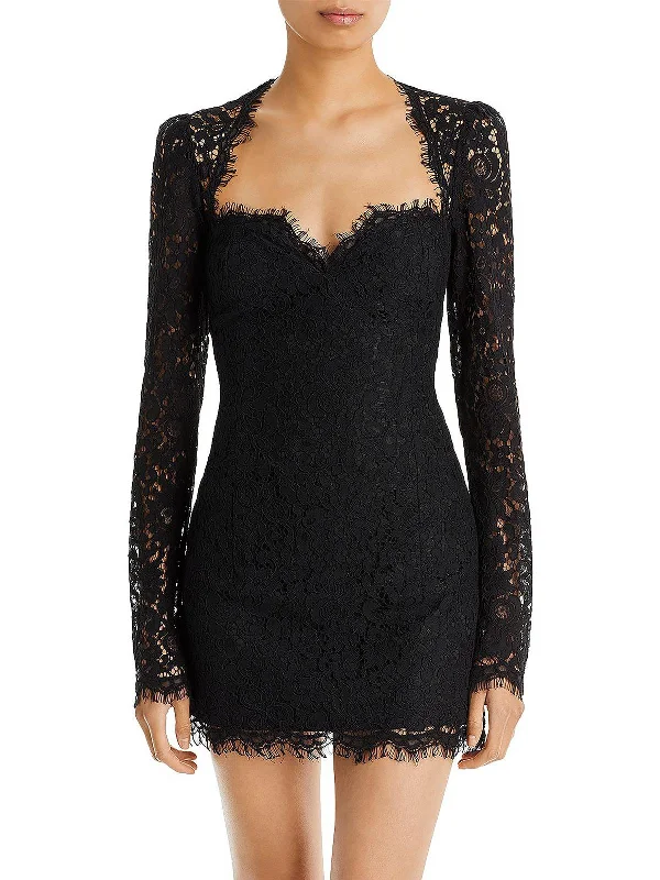 Velvet Party Dress for Winter Elegance -Aurora Womens Lace Mini Cocktail and Party Dress