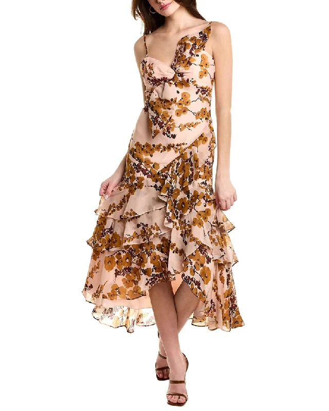 Floral Lace Party Dress for Special Event -Badgley Mischka Tiered Cocktail Dress