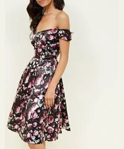 Vintage Inspired Party Dress for Retro Glam -Bardot Rose Prom Dress