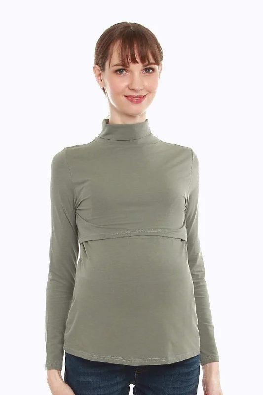 Women's Sophisticated Top -Bellezza Tee Olive Green