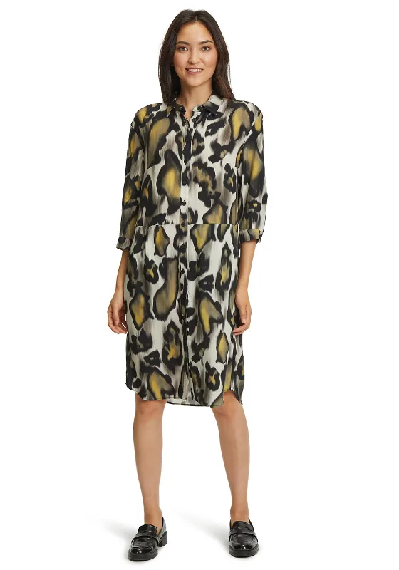 Women's Trendy Plaid Shirt Dress-Betty Barclay Animal Print Shirt Dress, Black Multi Women's Trendy Plaid Shirt Dress-Betty Barclay Animal Print Shirt Dress, Black Multi