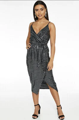 Long Sleeve Floral Wrap Dress -Satin Wrap Dress with Open Neck -Black And Gunmetal Sequin Wrap Front Tie Belt Dress Long Sleeve Floral Wrap Dress -Satin Wrap Dress with Open Neck -Black And Gunmetal Sequin Wrap Front Tie Belt Dress