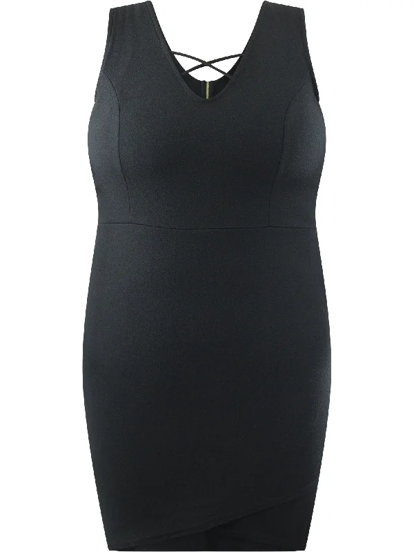 Women's Embellished Fringe Mini Dress-Black Asymmetric Plus Size Mini Dress
