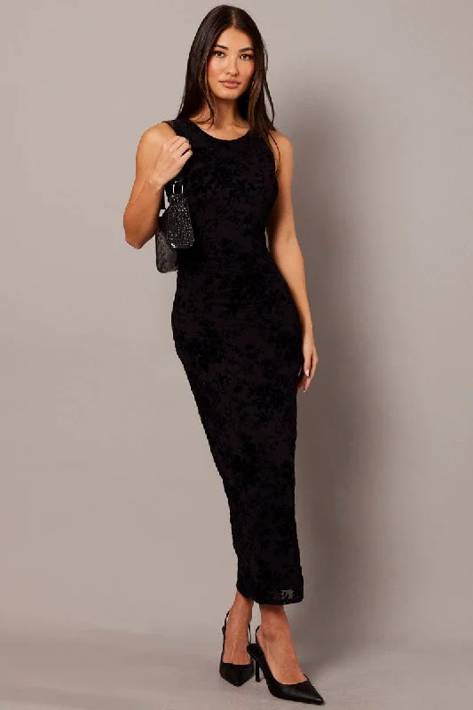 Strapless Green Bodycon Dress -Black Bodycon Dress Round Neck Sleeveless Burnout