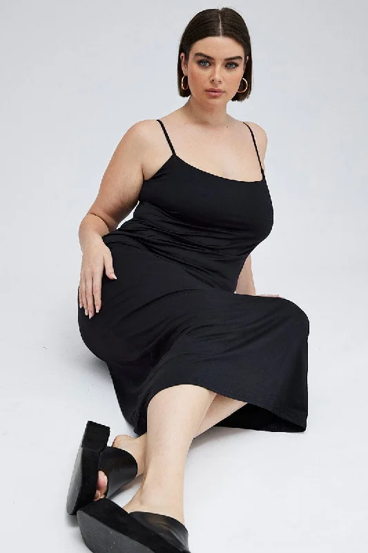 Women's Flirty Red Bodycon Dress -Black Bodycon Supersoft Maxidress