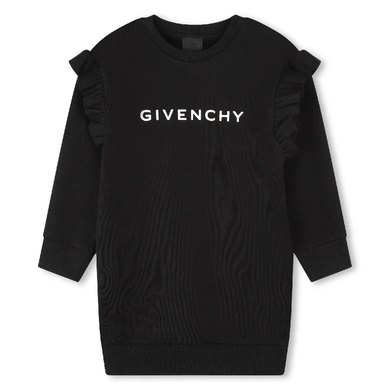 Casual Office Shirt Dress-Black Cotton 4G Sweatshirt Dress