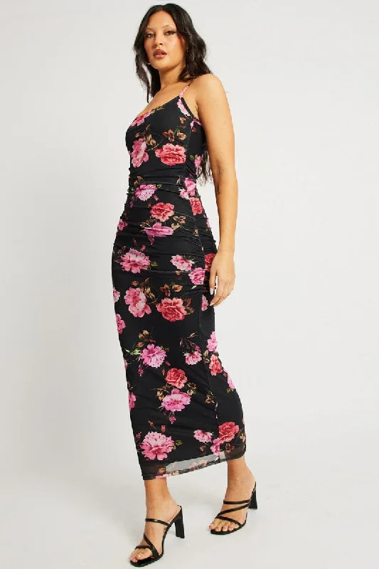 Sexy White Bodycon Dress -Black Floral Bodycon Dress Singlet Maxi