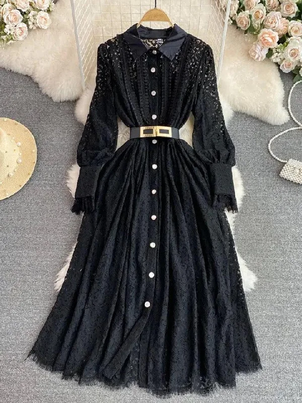 Women's Strappy Halter Maxi Dress-Black Haven Lace Detailed Maxi Dress