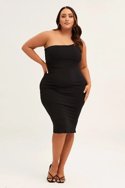 Sexy Bodycon Dress with Sheer Insert -Black One Shoulder Jersey Bodycon Dress