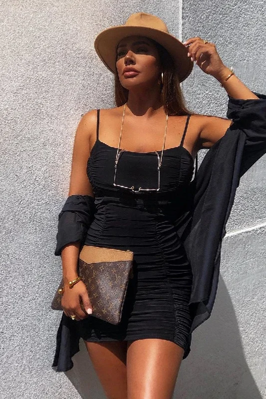 White Lace Bodycon Dress -Black Slinky Ruched Tie Strap Bodycon Dress - Caressa