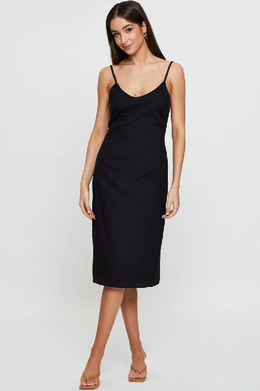 Luxe Slip Dress -Satin Slip Dress for Special Occasions -Black Slip Dress Linen