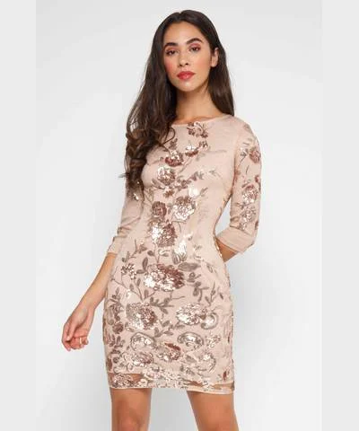 Black Sleeveless Bodycon Dress -Blush Sequin Bodycon Dress