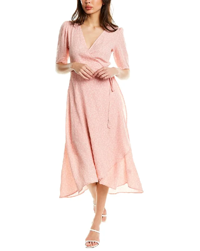 Red Wrap Dress with Lace Inset -Wrap Dress with Low Back -Bobeau Lumi Wrap Dress