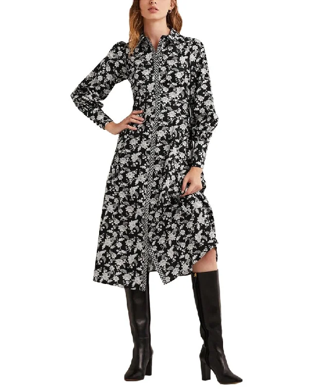Women's Plaid Shirt Dress with Belt-Boden Empire Midi Shirt Dress
