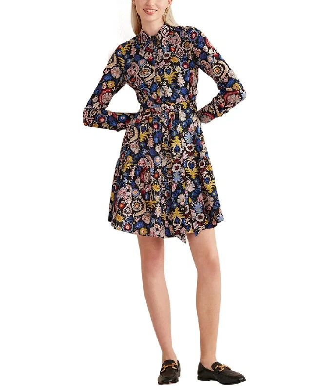 Ruched Shirt Dress-Boden Tiered Mini Shirt Dress