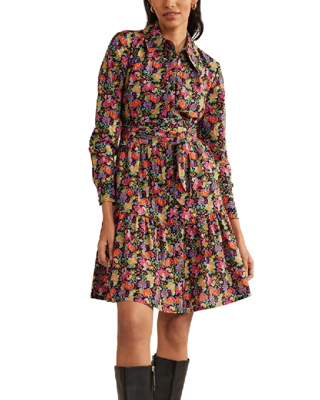 Comfortable Denim Shirt Dress for Winter-Boden Tiered Mini Shirt Dress