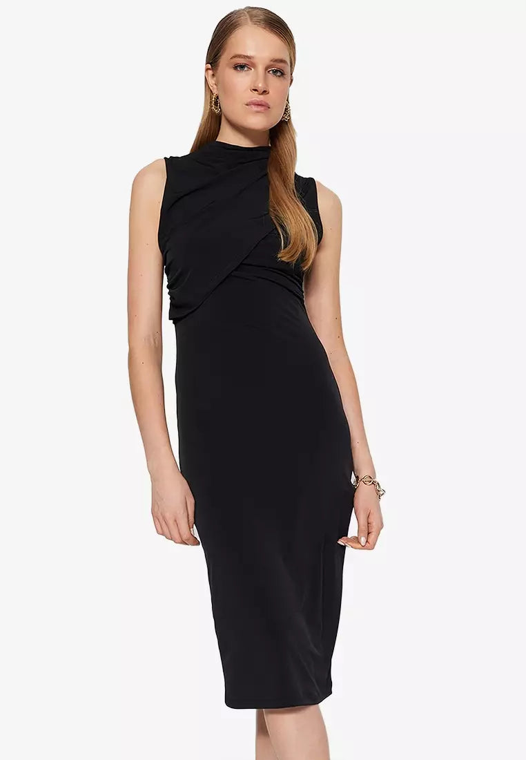 Elegant Bodycon Dress -Bodycon Slim Fit Knit Dress Black