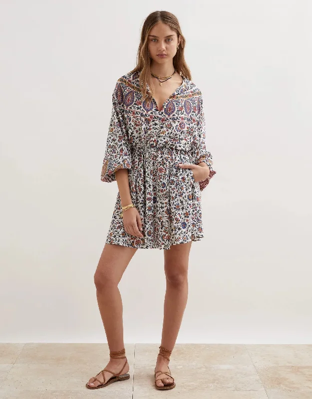Plaid Button-up Shirt Dress-Verbena Collar Short Dress