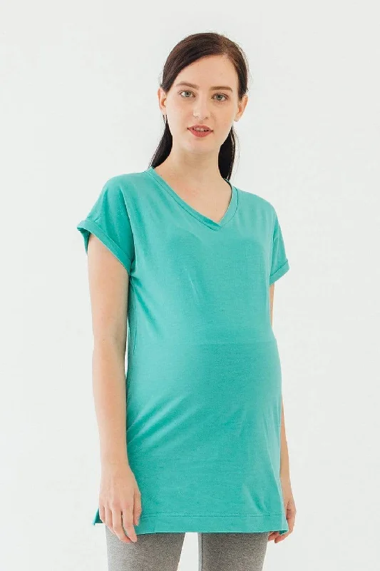 Maternity Dresses with Draped Waist -Kimono Sleeve Cherish V Neck Mozzie Long Maternity Top Ceramic Maternity Dresses with Draped Waist -Kimono Sleeve Cherish V Neck Mozzie Long Maternity Top Ceramic