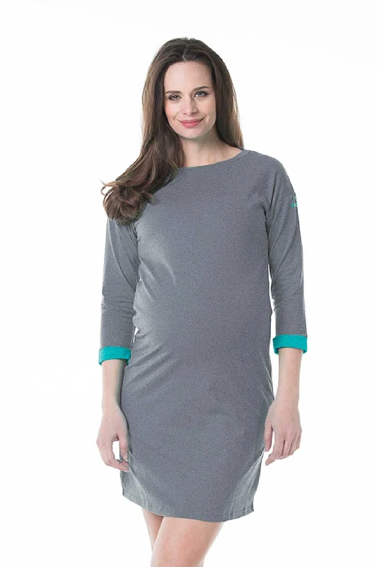 Maternity Dresses with Side Zip Detail -Knitted Long Sleeve Charna Broad Neck Mozzie Maternity Clothes Charcoal Maternity Dresses with Side Zip Detail -Knitted Long Sleeve Charna Broad Neck Mozzie Maternity Clothes Charcoal