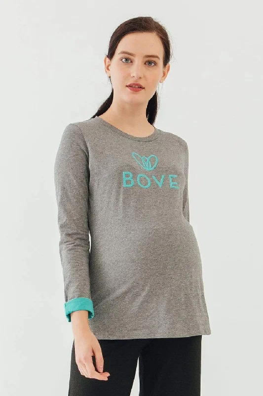 Maternity Dresses with Horizontal Stripes for Style -Long Sleeve Chiara Round Neck Mozzie Maternity Top Charcoal Maternity Dresses with Horizontal Stripes for Style -Long Sleeve Chiara Round Neck Mozzie Maternity Top Charcoal