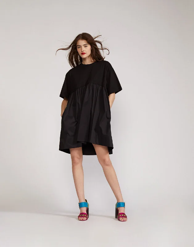 Blue Shirt Dress-Bree Combo T-Shirt Dress