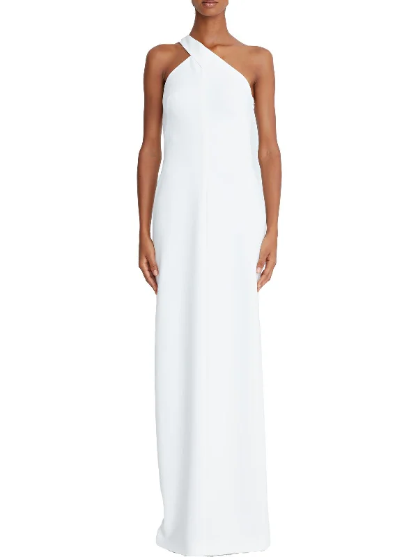 Structured Bodice Party Dress for Timeless Appeal -Brianna Womens Crepe One Shoulder Evening Dress Structured Bodice Party Dress for Timeless Appeal -Brianna Womens Crepe One Shoulder Evening Dress