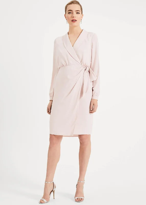 Silk Wrap Dress for Dinner Party -Wrap Dress with Chiffon Sleeves -Briella Wrap Woven Dress Silk Wrap Dress for Dinner Party -Wrap Dress with Chiffon Sleeves -Briella Wrap Woven Dress