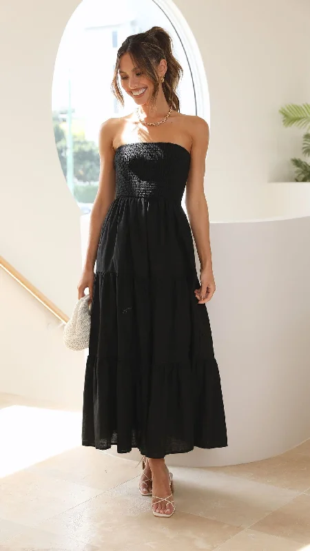 Women's Knitted Maxi Dress-Brooke Maxi Dress - Black