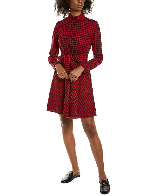 Casual Checked Shirt Dress-Brooks Brothers Flannel Shirtdress