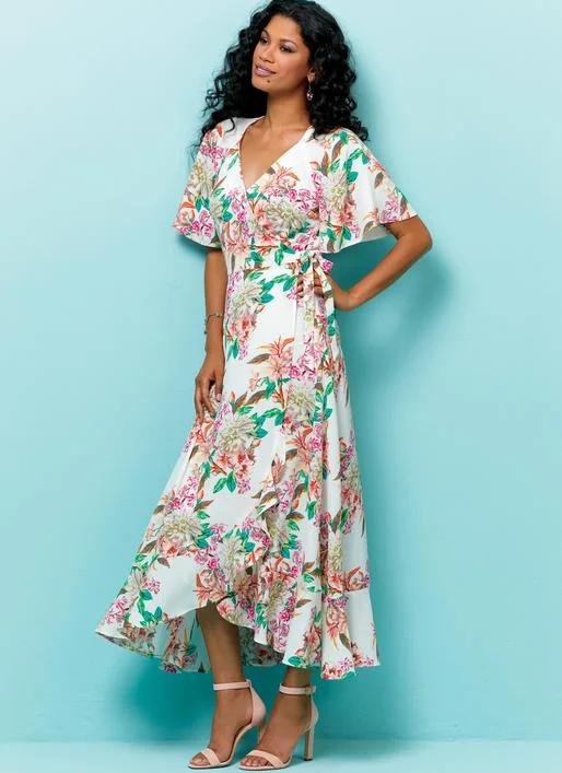 Flared Wrap Dress with Sheer Overlay -Wrap Dress with Black and White Pattern -Butterick Wrap Dresses B6554 Flared Wrap Dress with Sheer Overlay -Wrap Dress with Black and White Pattern -Butterick Wrap Dresses B6554
