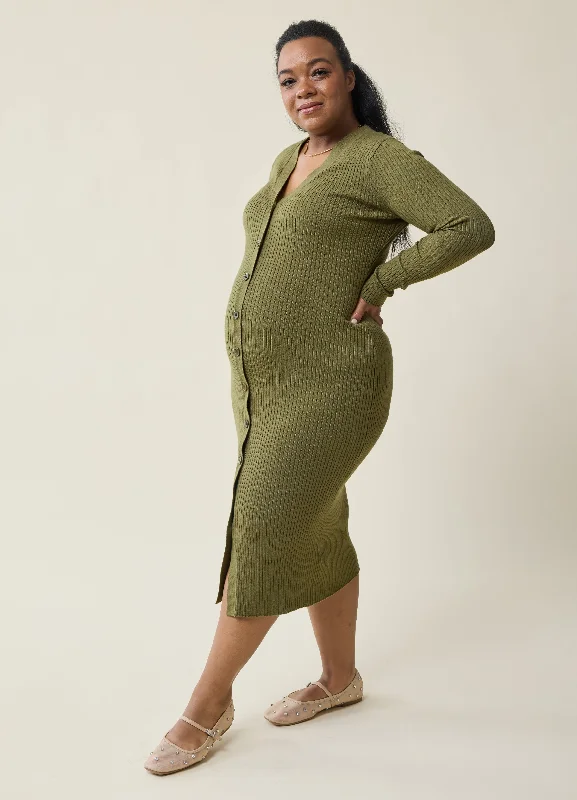Maternity Dresses with Bold Prints -The Close Knit Midi Maternity Sweater Dress