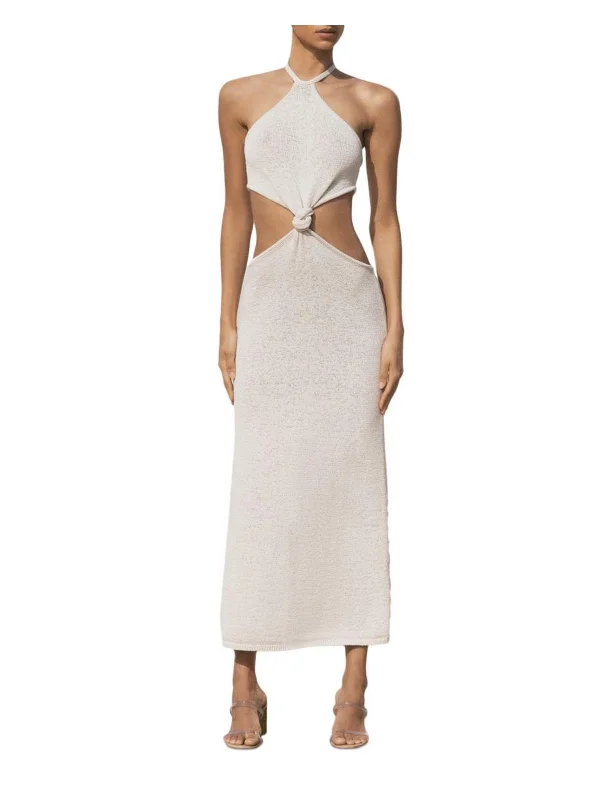 Women's Sequined Maxi Dress-Cameron Womens Halter Long Maxi Dress