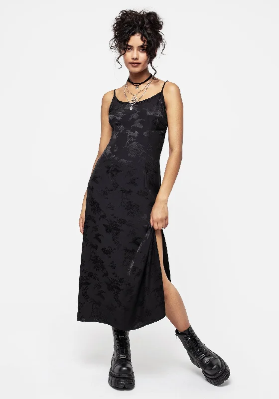 Luxe Slip Dress for Evening -Short Black Satin Slip Dress -Carissa Midaxi Cami Slip Dress