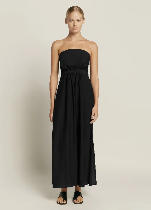 Women's Tunic Maxi Dress-Casa Lucia Bandeau Maxi Dress - Black